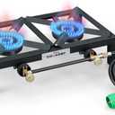 COOKAMP Propane Double Burner Angle Iron Camp Stove with CSA Listed Regulator and 4ft Hose (SA2200)