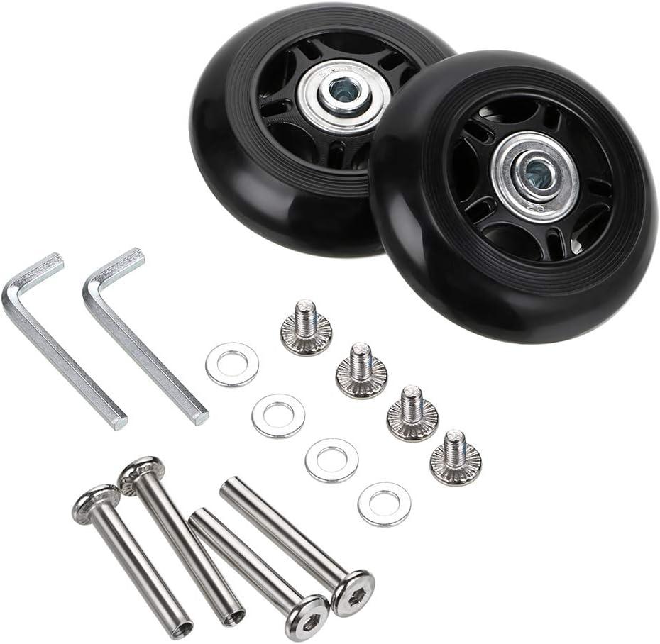 OwnMy 75 x 24mm Luggage Suitcase Replacement Wheels, Rubber Swivel Caster Wheels Bearings Repair Kits, Set of 2