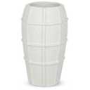 Briful Rustic Terracotta Flower Vase for Home Decor – 9" White Farmhouse Textured Barrel-Style Ceramic Vase Vintage Handcrafted Gridded Design for Faux & Dried Flowers Living Room Table Centerpiece