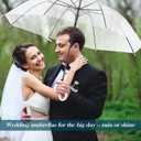 10 x Reginary 10 Pack Clear Wedding Umbrellas Auto Open Windproof Transparent Large Clear Bubble Stick Umbrella Bulk with J Hook Handle for Outdoor Bride Groom Ceremony Adults Kids Rain
