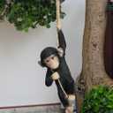 The Enchanted Garden Hanging Monkey on Rope Statue Outdoor Animal Ornaments Home Decor Gardening Gifts