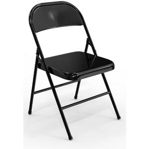 VINGLI Folding Chairs All Steel Metal Frame, Capacity 350 lbs, Durable Portable and Versatile for Indoor Outdoor Use, Black