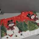 Horaldaily Christmas Tablecloth 60120 Inch Rectangular, Winter Snowman Trees Blue Washable Seasonal Table Cover for Party Picnic Dinner Decor