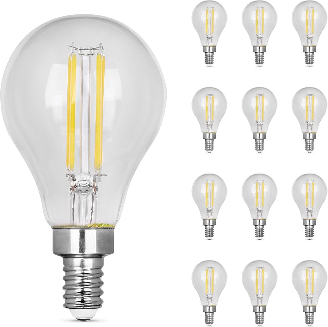 Feit Electric A15 LED Light Bulb, 60W Equivalent, Dimmable, E12 Base, 5000K Daylight, 750 Lumens, Straight Filament Clear Glass Light Bulbs, 15,000-Hour Lifetime, BPA1560C/950CAFIL2/6, 6 Pack