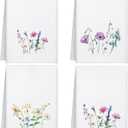 Geyoga 4 Pcs Spring Floral Fingertip Towels Wildflowers Bathroom Kitchen Hand Towels Farmhouse Flower Tea Dish Washcloths for Bathroom Kitchen Home Spring Easter Decor Gifts (White)