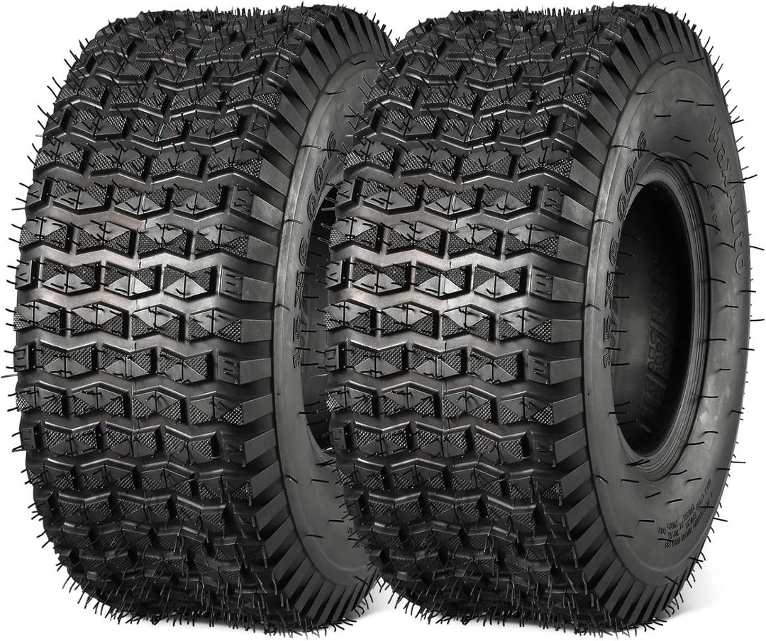 MaxAuto FOX V1 15x6.00-6nhs Lawn Mower Tires, 15x6.00x6 Lawn Tractor Tires, 15-6-6 Golf Cart Tire, Patent Design Riding Mower Tire, 4 Ply Tubeless, 570 lbs Capacity, Set of 2