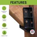 Fence & Deck Rite Stair Railing Hangers for 2x4 (1.5"x3.5") Wood Rails – Deck Stair Railing Hardware for 29-37° Inclines – UV-Protected, Weatherproof Fiberglass-Reinforced Black Polypropylene