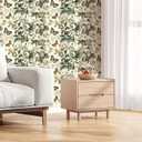 Butterfly Botanical Wallpaper Cream Jungle Peel and Stick Wallpaper Self Adhesive Vinyl for Nature-Inspired Bedroom, Living Room or Accent Wall Decor, 17.7in x 118in