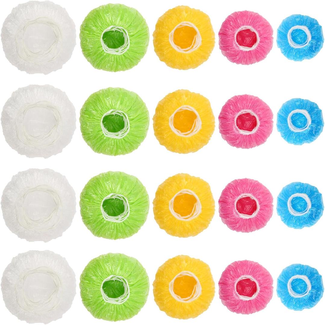 130Pcs Reusable Elastic Food Bowl Storage Covers, Sublaga Bowl Covers, Variety of 5 Translucent Stretchable Sizes and Colorful Dish Plate Covers, Alternative to foil, Plastic Wrap, BPA Free