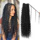 Boho Crochet Braids Pure Protein Fiber Close to Human Hair 18 Inch Goddess Box Braids with Soft Curls Bohemian Braids Crochet Hair for Black Women (18Inch 1B)