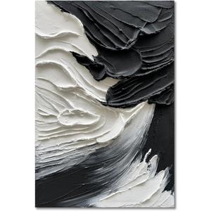 36x24 inch Hand-Painted White and Black Abstract Art Modern Home Office Wall Decorative Art (Eft175)