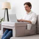 Laptop Pillow for Bed & Couch 24" Lap Desk with High Density Foam, 16" Leg Spacing, Arm Rests, Side Pockets, 2 Washable Covers | Gaming, Reading, Steam Deck, Switch