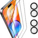 for iPhone 16 Screen Protector 2 Pack + 2 Camera Lens Protector 9H+ Hardness Military Grade Tempered Glass Shatterproof, Anti-Scratch Clear Glass Full Coverage, Easy Installation