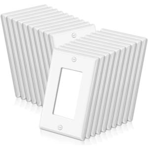 BESTTEN 20 Pack Receptacle Wall Plate, 1-Gang Standard Size Decorator Outlet and Switch Cover, Unbreakable Polycarbonate, H4.53 x W2.76, UL Listed, White