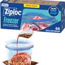 Ziploc Gallon Freezer Bags, Food Storage, Stand-Up Bottom, 66 Count
