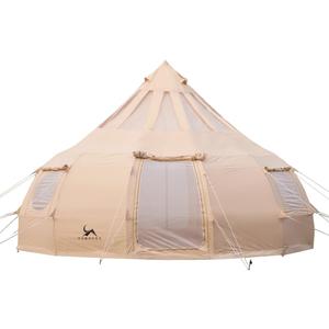 TOMOUNT Canvas Tent with Rainfly with Stove Jack Bell Tent Yurt Glamping Tent with TPU Transparent Roof for Family Camping