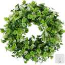 17.8" St Patricks Day Shamrock Wreath for Front Door, Saint Patricks Day Artificial Wreath Decoration, Irish Clover Spring Summer Greenery Wreath for Wall Window Indoor Outdoor Porch Home Gift Decor