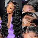 Brofoe 32 Inch 13x6 Lace Front Wigs Human Hair 200 Density Body Wave HD Lace Front Wigs Human Hair Pre Plucked Natural Color Glueless Wigs for Women