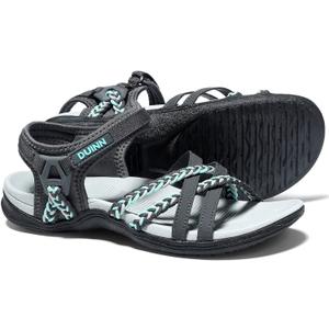 UBFEN Womens Hiking Comfort Sport Sandals Beach Vacation Camping Casual Sport Sandals with Adjustable Straps and Arch Support (7, A Gray Mint)