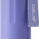 IDEUS Insulated Stainless Steel Water Bottle 17 oz Push Button Lid & Leakproof Travel Mug for Hot/Cold Beverages Fits Most Cup Holder (Blue)