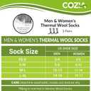 COZIA Merino Wool Socks for Men & Women Casual Warm Winter Cozy Thermal Socks (M)