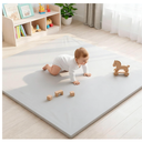 Grobeybees Baby Play Mat Gray - Waterproof & Machine Washable Playpen Mat 50x50, Non-Slip Crawling Mat with Safety Certified Soft Foam for Tummy Time, Fits Most Playpens
