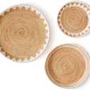 CHI AN HOME 22", 19", 15" Extra Large Hanging Woven Wall Baskets, Water Hyacinth Hanging Wicker Baskets for Wall Decor, Boho Wall Decor Rustic, Oversized Wall Art for Living Room, Bedroom Set of 3 (White)