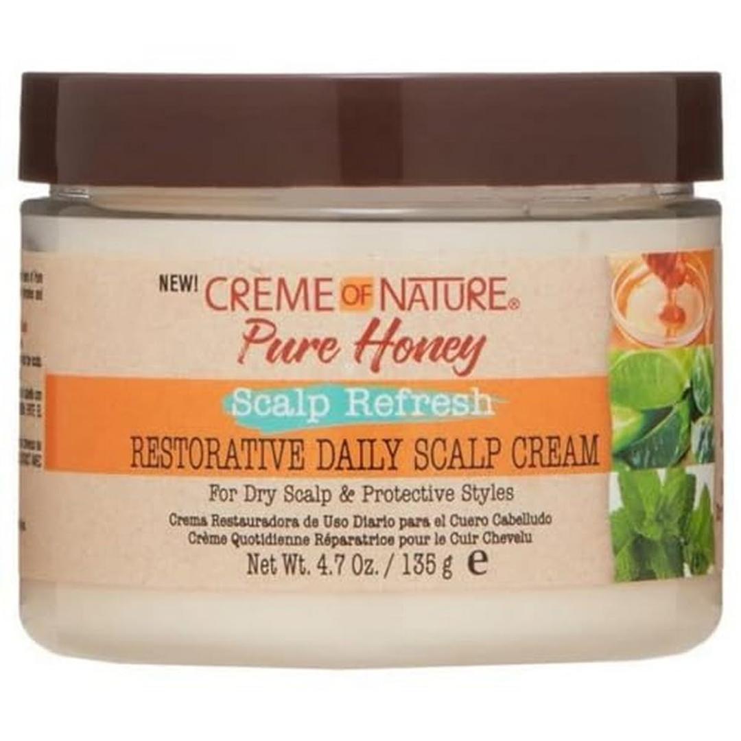 Creme of Nature Pure Honey Scalp Refresh Restorative Daily Moisturizing Scalp Cream, Hydrating Formula with Peppermint, Aloe Vera & Honey, For Braids & Protective Styles, 4.7 oz (12 Ounce (Pack of 1))