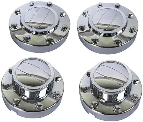 KARPAL Front and Rear Wheel Center Hubcap Compatible with 2011-2018 Ram 3500 1-TON Dually DRW, Alcoa Alloy, (2Pcs Front), (2Pcs, Rear)