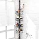 ADOVEL 4 Layer Corner Shower Caddy, Stainless Steel Constant Tension Pole Shower Organizer, Adjustable Corner Shower Shelf, Rustproof 3.3 to 9.8 ft