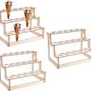 PH PandaHall 3 Pack Ice Cream Cone Holder Stand with 33 Holes, 3 Levels Wooden Cone Display Holder Hand Roll Sushi Stand Rack Cupcakes Stand for Birthday Wedding Christmas Thanksgiving Party Favors