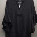 Womens Business Casual Tops Summer V Neck 3/4 Ruffle Sleeve T Shirts Dressy Casual Tunic Blouse, M