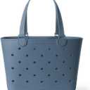 Simple Modern Extra-Large Beach Bag | Waterproof Getaway Rubber Tote with Zipper Pocket for Travel, Pool, Boat, Groceries, Sports | Blue Dune