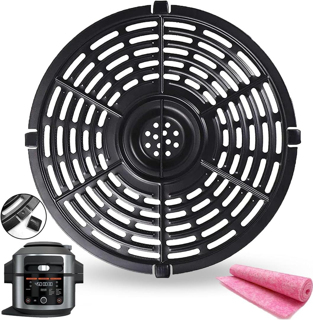 6.5QT Air Fryer Crisper Tray Plate for 6.5QT Ninja OL500 OL501 Foodi Pressure Cooker & Air Fryers, Upgraded Air Fryer Grill Plate, Grill Pan Rack Insert Grate Grid Shelf for Ninja 6.5QT Air Fryer