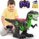 TEMI Remote Control Dinosaur Toys for Boys 3 4 5 6 7 8 Years, Electrical Stunt RC Walking Dinosaur Toy with Light and Sound, Rechargeable Battery, 360 Rotating, Birthday Toys for Kids (Green)