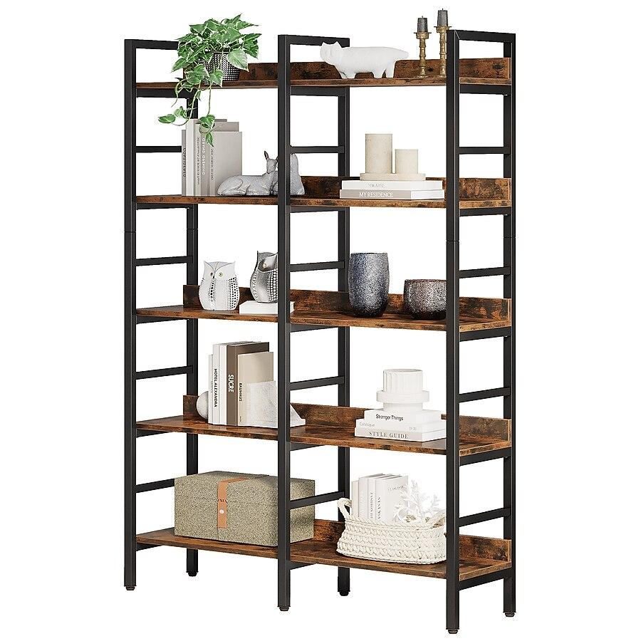 Tribesigns Bookshelf Brown Metal 5 -Shelf Bookcase ( 47.24-in W x 70.87-in H x 11.81-in D ) Painted