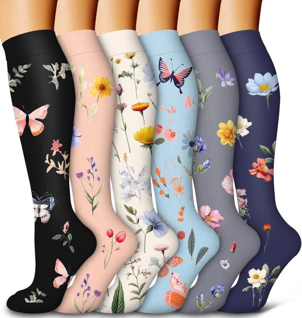 6 Pack Copper Compression Socks for Women and Men Circulation-Best Support for Medical, Running,Nursing,Athletic (Large-X-Large, D-assorted1-flower) 6 Pack Copper Compression Socks for Women and Men Circulation-Best Support for Medical, Running,Nursing,Athletic (Large-X-Large, D-assorted1-flower)