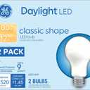 GE LED Light Bulbs, 100 Watt, Daylight, A19 (2 Pack)