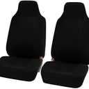 FH Group Car Seat Covers High Back Classic Cloth Front Pair Set with Gift, Easy to Install - Universal Fit for Cars, Trucks & SUVs (Black) FB102102