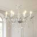 6 Lights K9 Crystal Chandelier Hanging Pendant Light Fixture, Modern Chrome Chandeliers for Dining Rooms Bedroom Kitchen Island Farmhouse