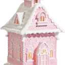 Raz Imports Lighted Gingerbread House, 13.25-inch Length, Pink, Christmas, Home Decor