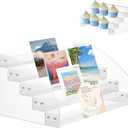 5 Tier Greeting Card Display Rack, Clear Acrylic Sticker Display Stand for Vendors Retail Display Photo Stand for Counter Tabletop Display Supplies