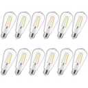 Gozelux LED Edison Light Bulbs, 12Pcs Vintage 6 Watt, Equivalent 60W Incandescent Light Bulbs, E26 Medium Base Dimmable Decorative Antique Filament Light Bulbs with 90+ CRI, Cool White 4000K