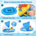 EZIGO Baby Pool Float with Canopy UPF50+ Sun Protection, Inflatable Kids Pool Floats with Ocean Animal Toys for Baby 6-36 Months, Infant Swimming Float with Adjustable Safety Seat for Boys Girls