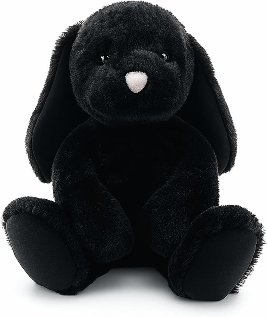 WEIGEDU Black Bunny Stuffed Animal Plush Toy with Floppy Ears, 17.7 Inch Soft Plush Rabbit Cuddle Buddy for Nursery Decor, for Boys and Girls