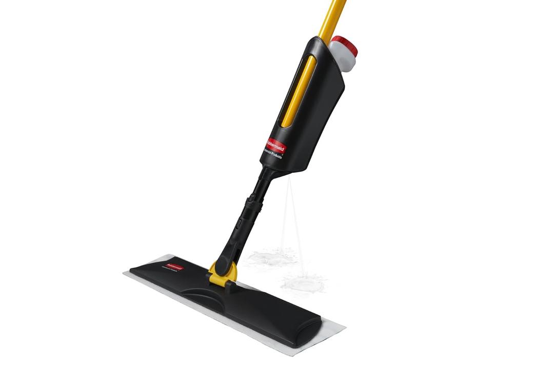 Rubbermaid Commercial Products Spray Mop Kit Includes Mop + Pads for All Floor Types/ Hardwood/ Vinyl/ Tile