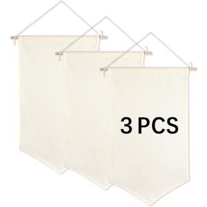 3 PCS Canvas Banners Wall Hanging Brooch Jewelry Storage Case Stand Enamel Pin Display, Sublimation blank Banner,Holder Earrings Necklace Pin Collection Organizer