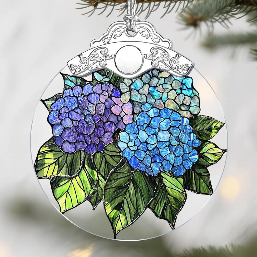 Blue Hydrangea Christmas Ornaments: Christmas Tree Ornaments, Holiday Decor for Flower Lover, Stocking Stuffers, Gift Ideas, Xmas Gifts & Garden Gifts for Friends
