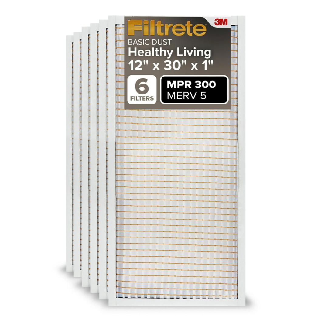 Filtrete Electrostatic Air Cleaning Filter 12x30x1 Fits Filter Slot, 11¹³/16 in/po/plug x 29/¹³/16 in/po/plug x ¹³/16 in/po/plug, 30,0 cm x 75,7 cm x 2,0 cm - Actual Size (Pack of 6)