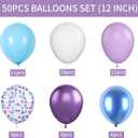 Blue and Purple Balloons Set, 50 PCS Blue 12 Inch Mermaid Balloon, Metallic Purple White Latex Ballons Confetti Helium Balloons for Girls Mermaid Birthday Party Baby Shower Winter Supplies